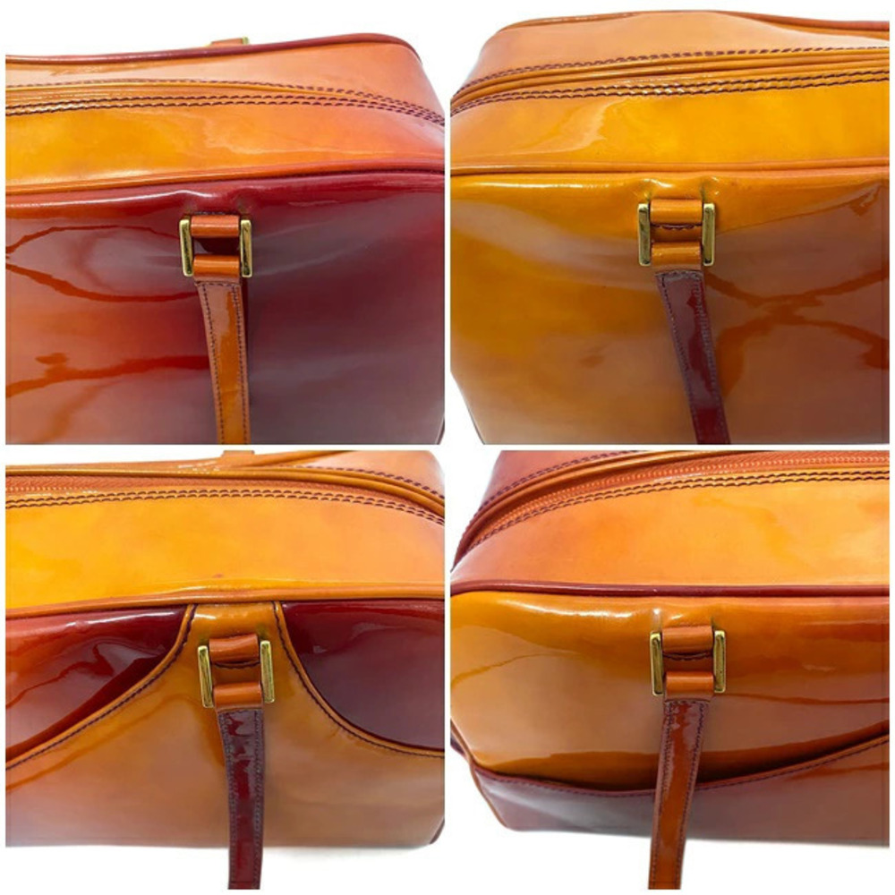 Dior Boston Vernis Bag Christian Orange Zipper Red Enamel Gradient Patent - Picture 8 of 10